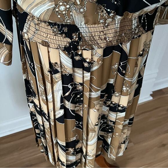 Vintage Medium Set Petite Skirt Top MP Pleated Classic Equestrian Chain Print - Picture 3 of 16